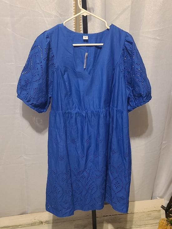 Old Navy Dresses & Skirts - Old Navy Womens V-Neck Eyelet Mini Boho Blue Dress Size Large Nwt